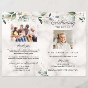 Airy Leaves Memorial Funeral Service Photo Program