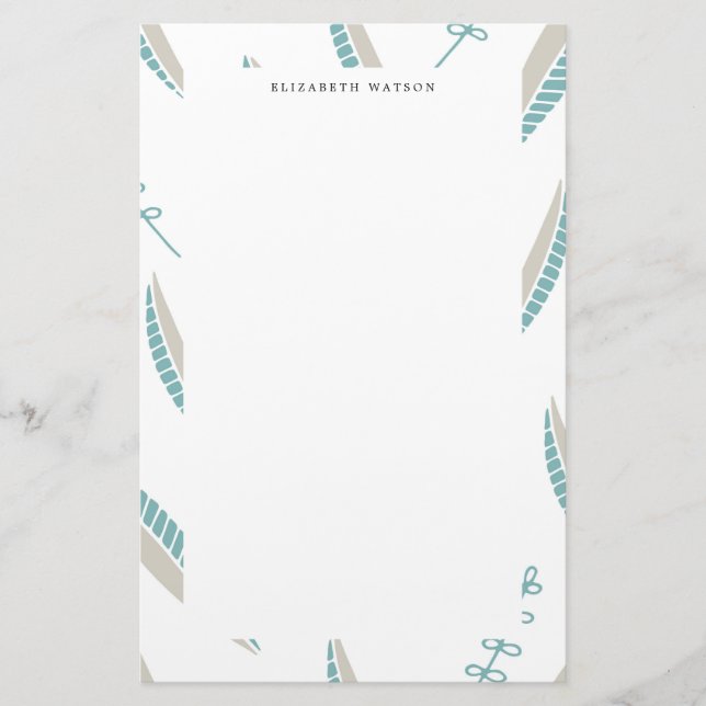 Airy Leaves | Monogram Stationery (Front)