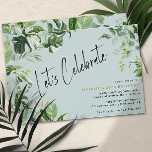 Airy Light Blue   Tropical Summer Any Age Birthday Invitation