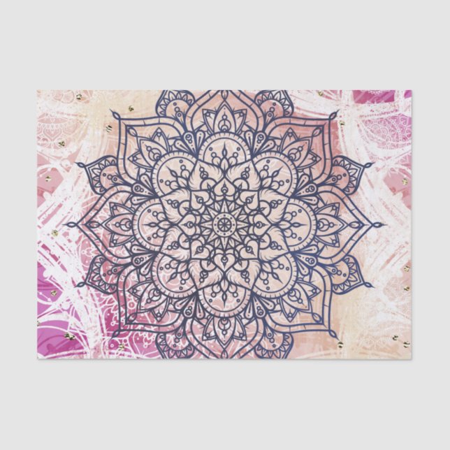 Airy Mandala Happy Pink Purple Yellow Blue & Gold Tissue Paper (Front)