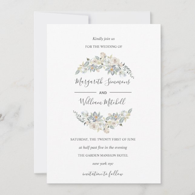 Airy meadow soft flowers frame Watercolor Save The Date (Front)