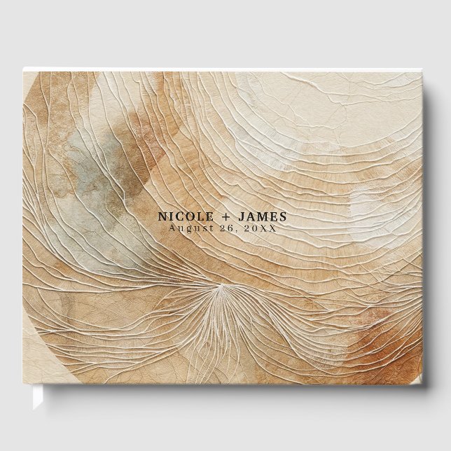 Airy Neutral Natural Element Bohemian Boho Wedding Guest Book (Front)