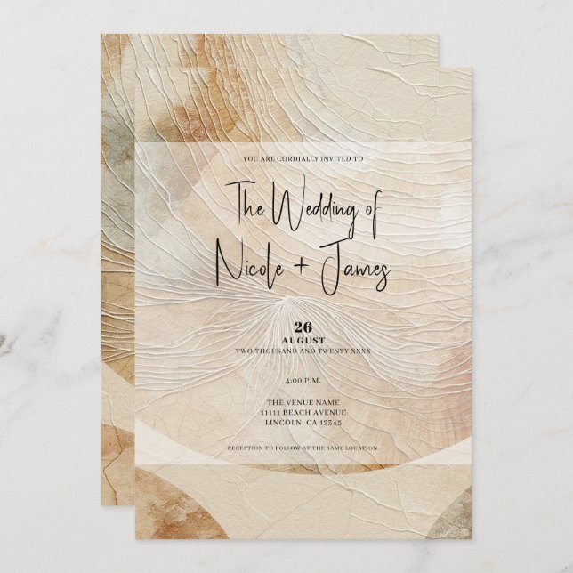 Airy Neutral Natural Element Bohemian Boho Wedding Invitation (Front/Back)