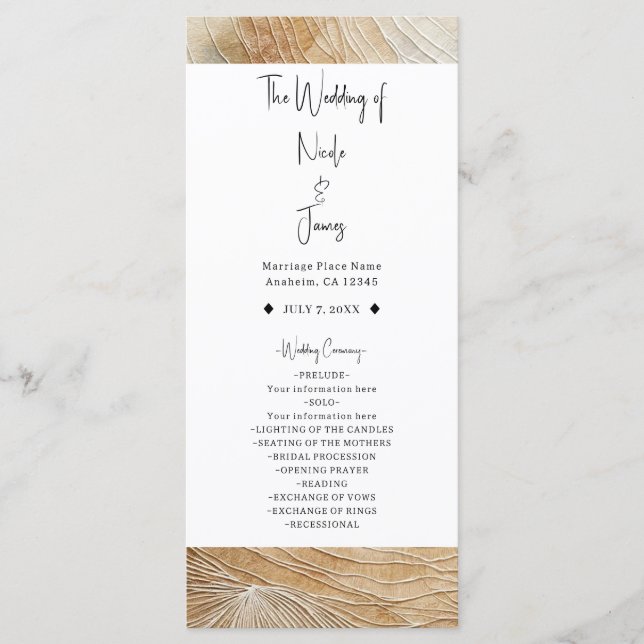 Airy Neutral Natural Element Bohemian Boho Wedding Programme (Front)