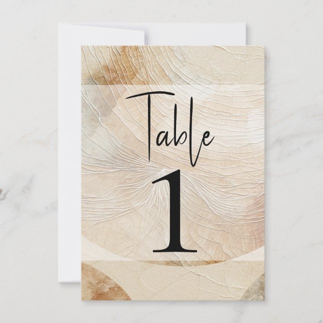 Airy Neutral Natural Element Bohemian Table Number (Front)