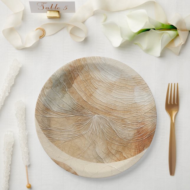 Airy Neutral Natural Elements Bohemian Boho Paper Plate (Wedding)
