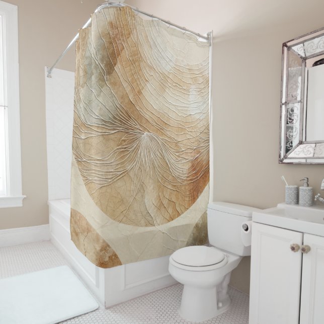 Airy Neutral Natural Elements Bohemian Boho Shower Curtain (In Situ)