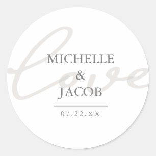 Airy Pastel Monogram Love Wedding Sticker