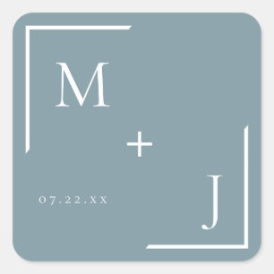 Airy Pastel Slate Blue Monogram Sticker