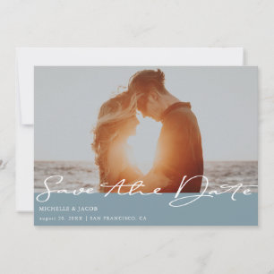 Airy Pastel Slate Blue ⎥ Photo Save The Date Card