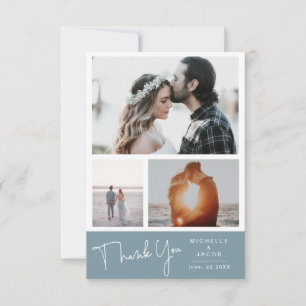 Airy Pastel Slate Blue   Thank You Photo Card
