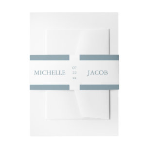 Airy Pastel Slate Blue   Wedding Belly Band Invitation Belly Band