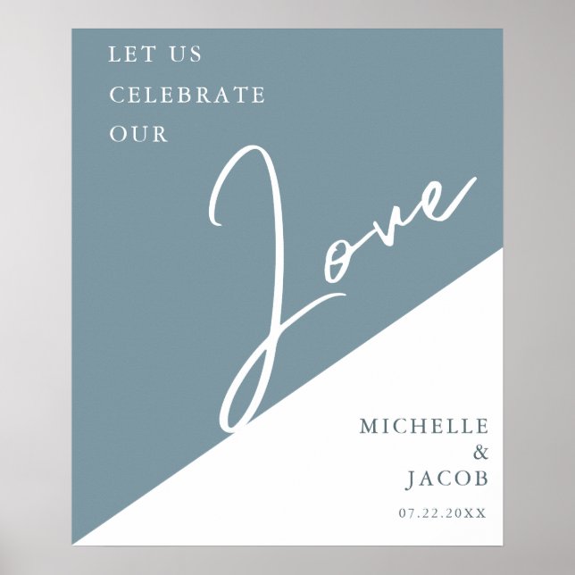 Airy Pastel Slate Blue | Wedding Welcome Poster (Front)