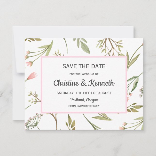 Airy pink meadow flower  Wedding Save the date RSVP Card (Front)