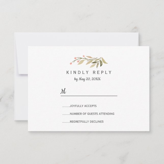 Airy pink meadow wild Flowers Wedding RSVP (Front)