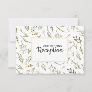 Airy pink wild meadow flower WEDDING RECEPTION RSVP Card