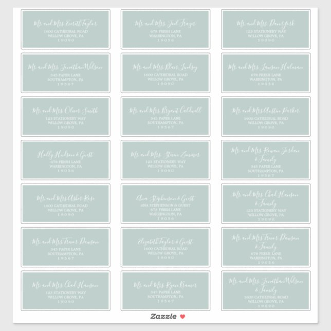 Airy Sage Green Wedding Guest Address Labels (Sheet)