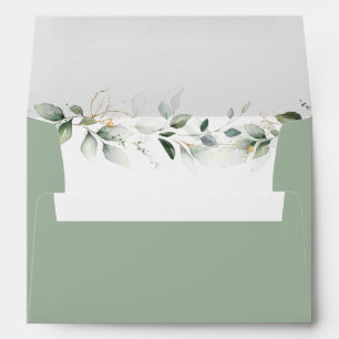 Airy Watercolour Greenery Return Address Wedding Envelope
