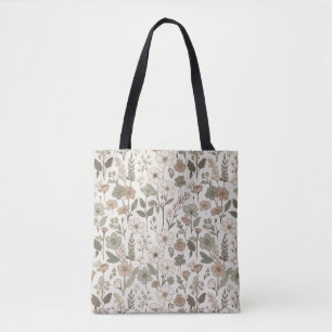 Airy Wildflowers in Cream & Sage Tote Bag