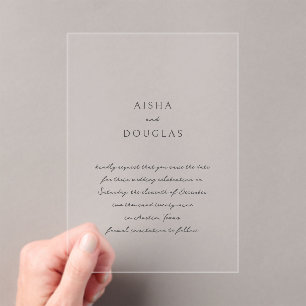 Aisha Elegant Modern Wedding Save the Date Acrylic Invitations