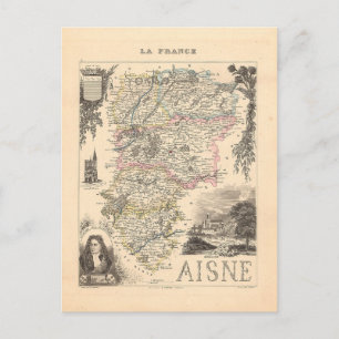Aisne Department France Alexandre Vuillemin Map Postcard