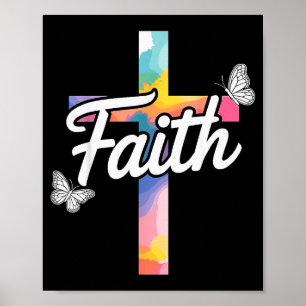 Aith Cross With Butterflies Christian Poster
