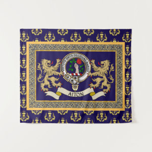 Aiton Clan Badge Personalised Blue Tapestry