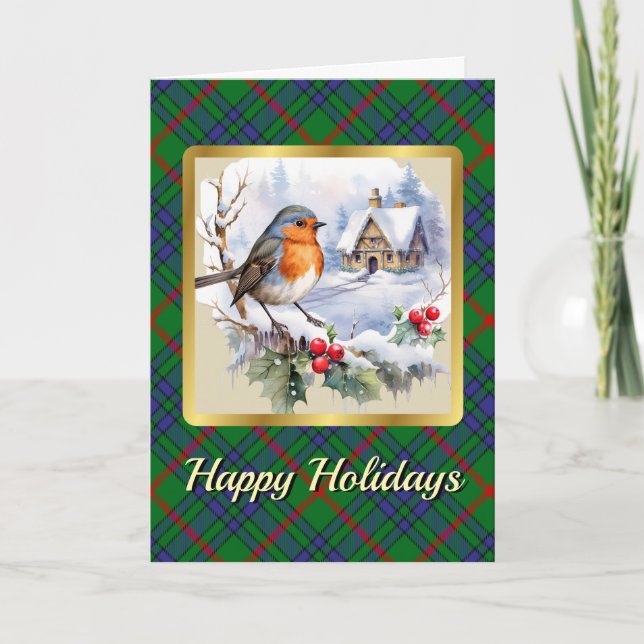 Aiton Tartan w/Robin Personalised  Card (Front)