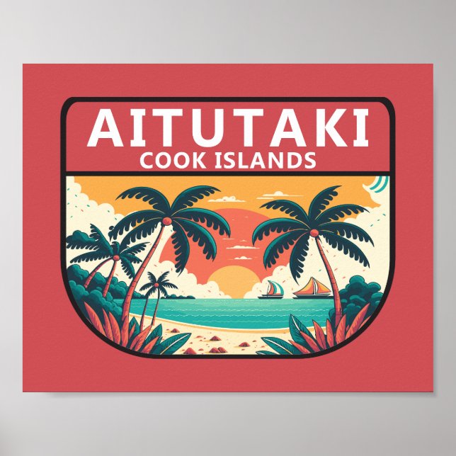Aitutaki Cook Islands Retro Emblem Poster (Front)