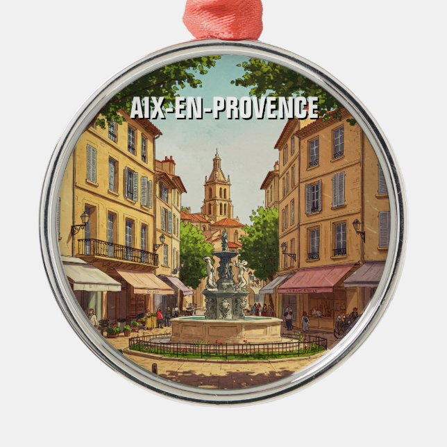 Aix-en-Provence France Travel Metal Tree Decoration (Front)