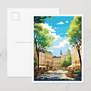 Aix En Provence France vintage travel illustration Postcard