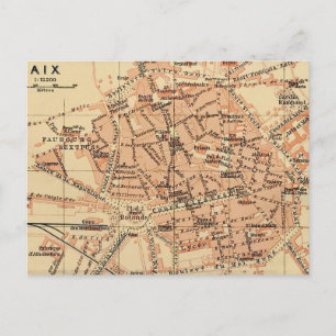 Aix France Vintage Map Postcard