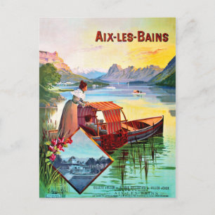 Aix les Bains, France. Couple on the boat in river Postcard