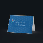 Aiyana Batik Pattern Brother Birthday Card<br><div class="desc">2012 © Floating Lemons 
ALL PRODUCTS & BACKGROUND COLORS ARE FULLY CUSTOMIZABLE. 
 
 A lovely modern contemporary batik print design with stylised lotus flower motifs in mahogany red and butterflies,  set against a geometric background pattern in a gorgeous Venice blue.  A beautiful design for cards and gifts!</div>