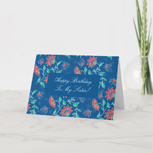 Aiyana Floral Batik Happy Birthday Sister Card