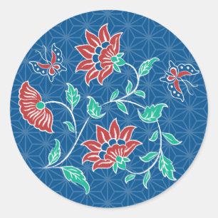 Aiyana Floral Batik Round Sticker