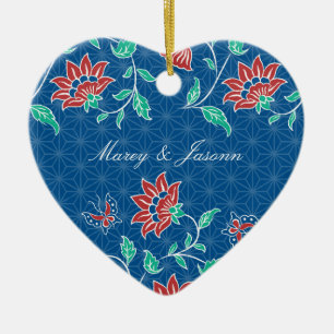 Aiyana Floral Batik Wedding Heart Ornament