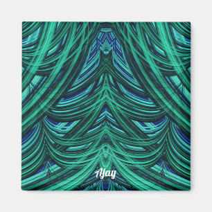 ~ AJAY ~ GORGEOUS! ~ 3D Fractal blue green Magnet