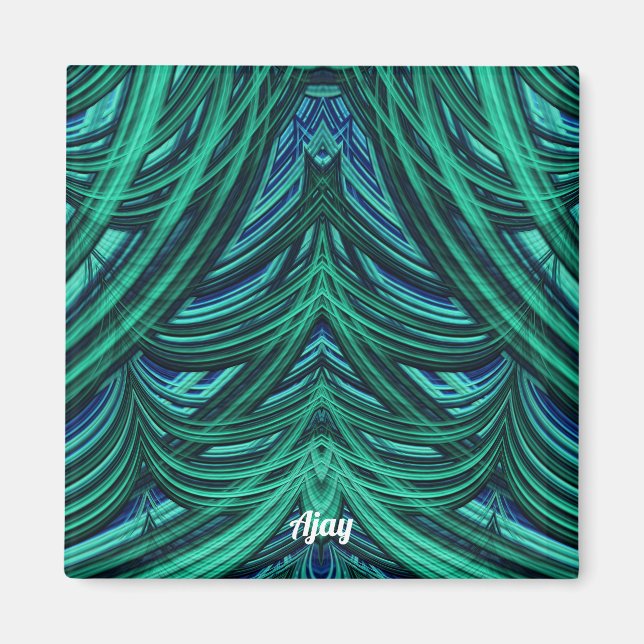 ~ AJAY ~ GORGEOUS! ~ 3D Fractal blue green  Magnet (Front)