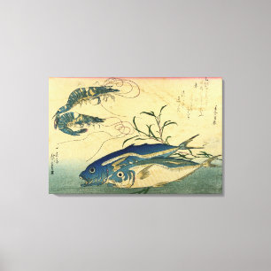 Aji & Ebi - Hiroshige's Colourful Japanese Fish Canvas Print