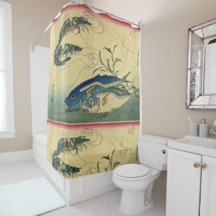 Aji & Ebi - Hiroshige's Colourful Japanese Fish Shower Curtain