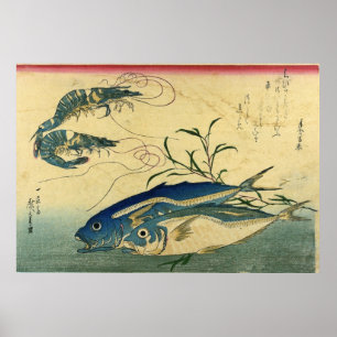 Aji & Ebi - Hiroshige's Japanese Fish Print