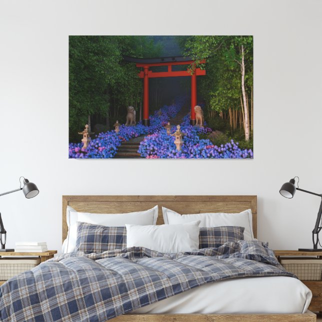 Ajisai no Kaidan Canvas Print (Insitu(Bedroom))