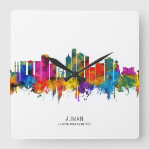 Ajman UAE Skyline Square Wall Clock