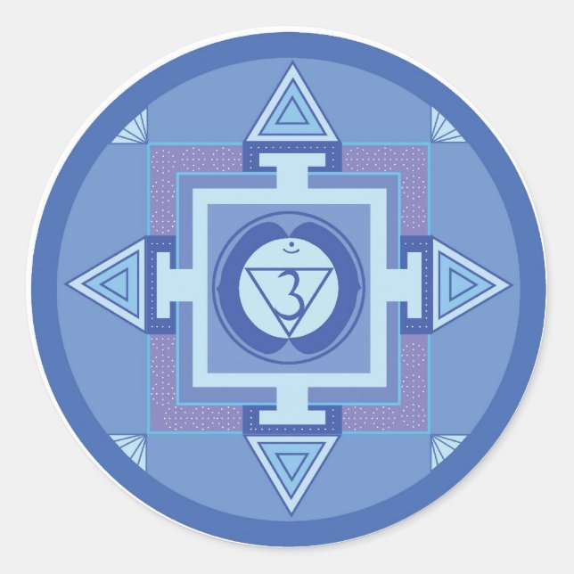 Ajna Chakra Mandala (Third eye chakra) Classic Round Sticker (Front)