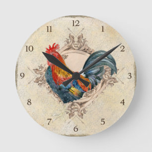 AJR-PAPER-Black-Vintage-Rooster-1b.jpg Round Clock