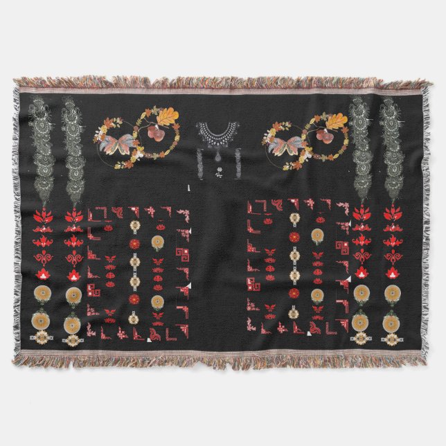 Ajrak like Style Throw Blanket (Front)