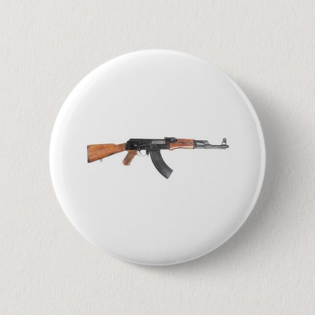 AK47 Assault rifle 6 Cm Round Badge (Front)