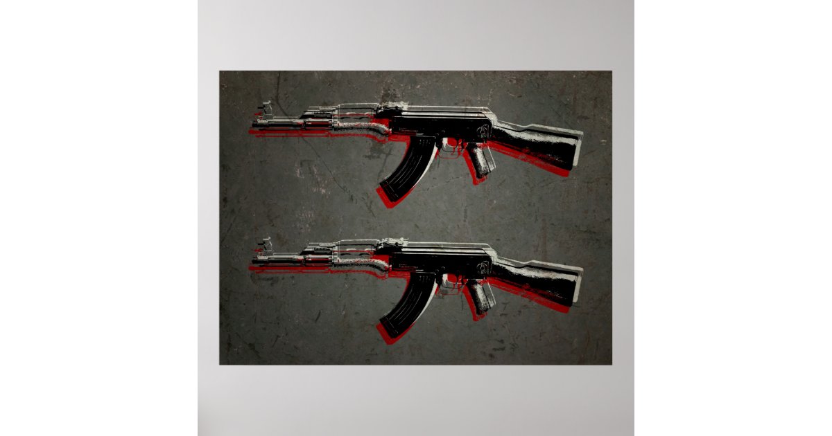 AK47 Assault Rifle Pop Art Poster | Zazzle