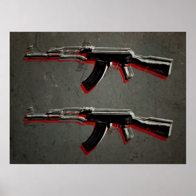 AK47 Assault Rifle Pop Art Poster | Zazzle